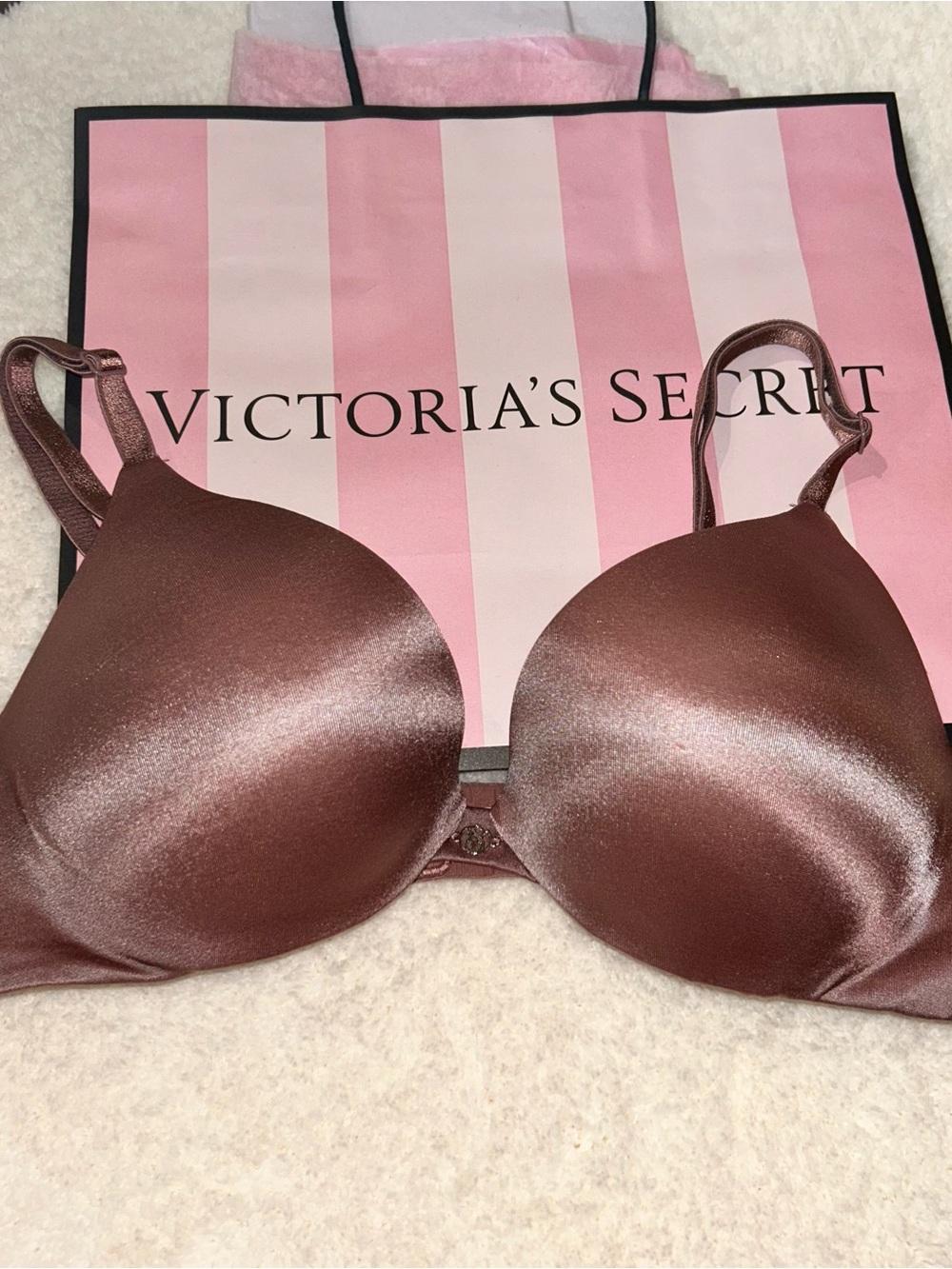 Victoria's Secret Satin T-Shirt Bra in Deep Rose